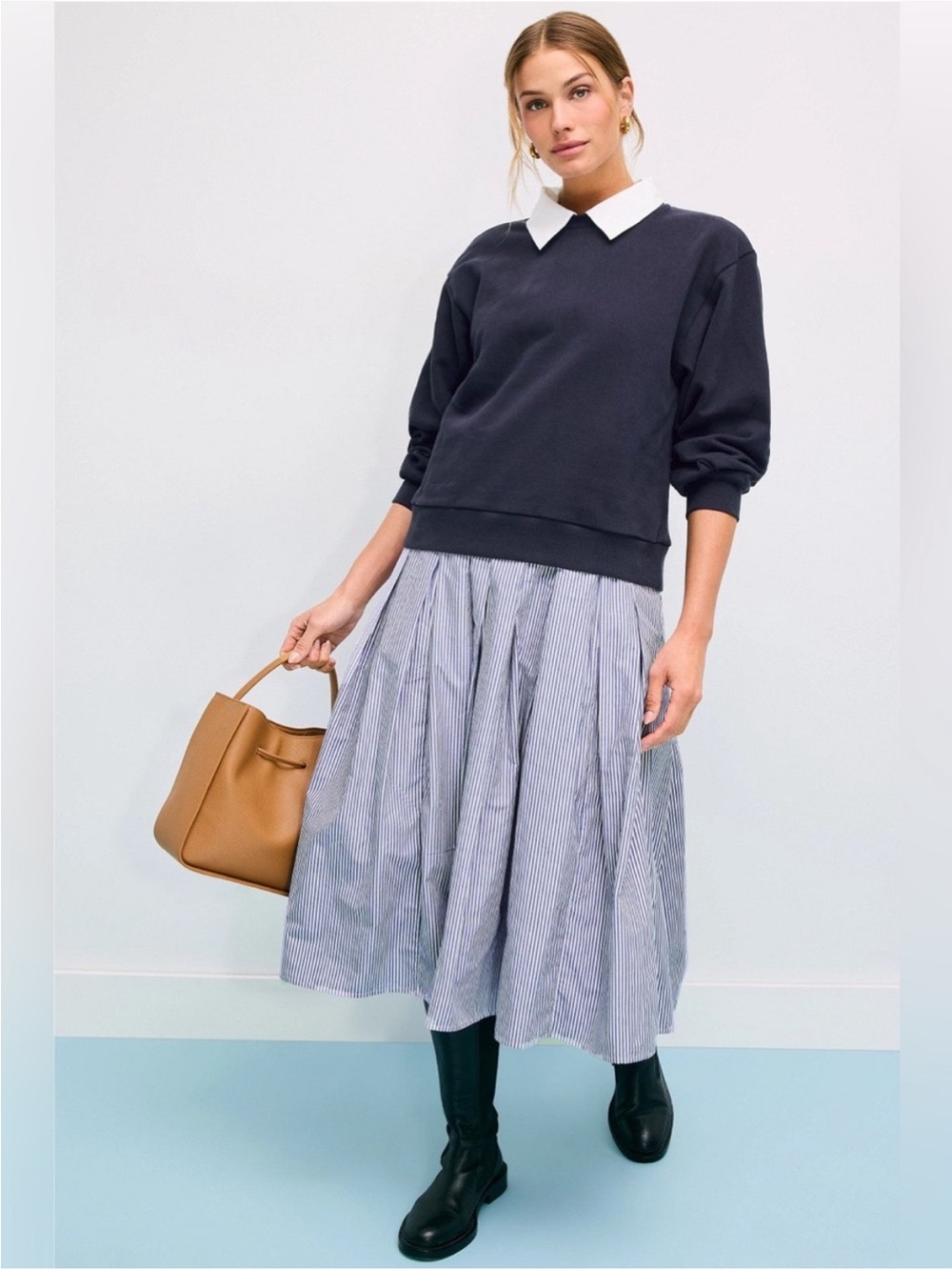 SEA NY Layered Sweatshirt Midi Dress, Size: M